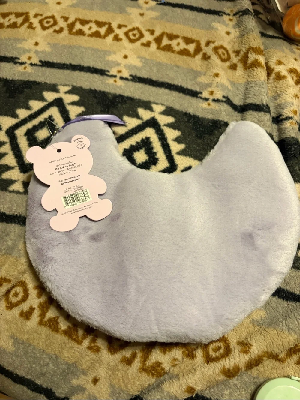 Crème Shop NWT Lavender Plush Crescent Teddy Makeup Bag by